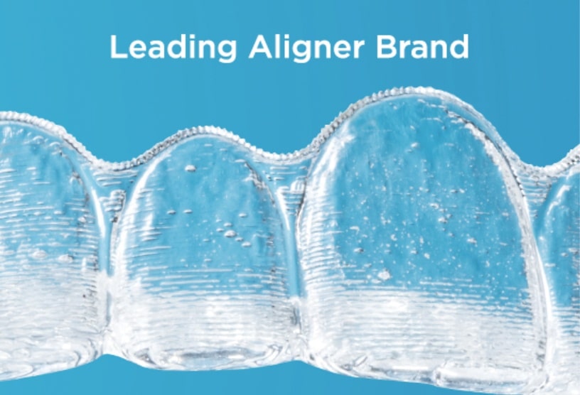 Close-up of a Spark clear aligner showing its transparency
